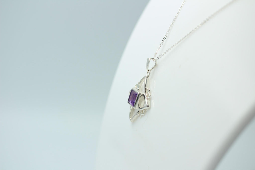 Edler 1,10 Carat Amethyst Anhanger, 925 Silber, Collier, Kette, Rhodiniert