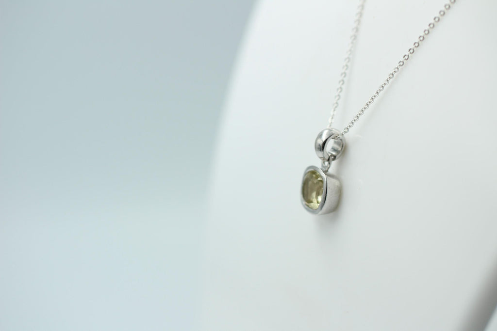 Edler 1,65 Carat Lemon Quarz Anhänger Sterling Silber 925 Collier Kette