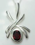 Edler 2,0 Carat Granat Anhanger, 925 Silber, Kette, Collier, Rhodiniert