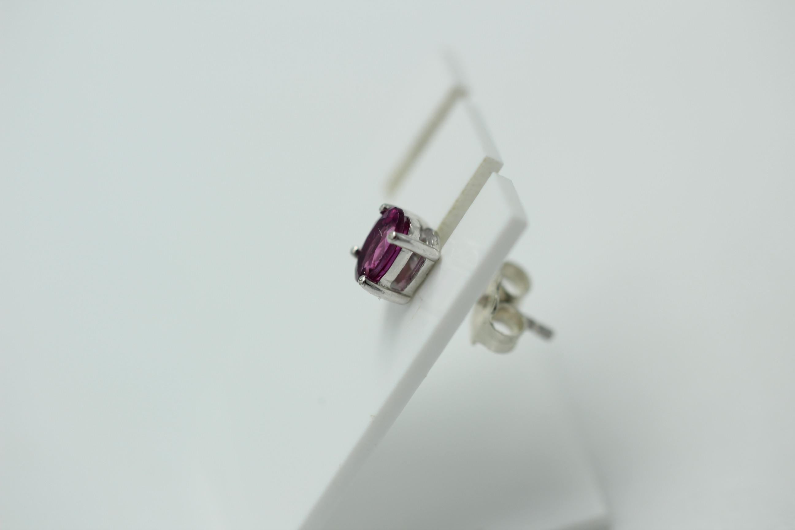 0,55 Carat Rhodoiith Single Ohrstecker 925 Sterling Silber Männder Frauen