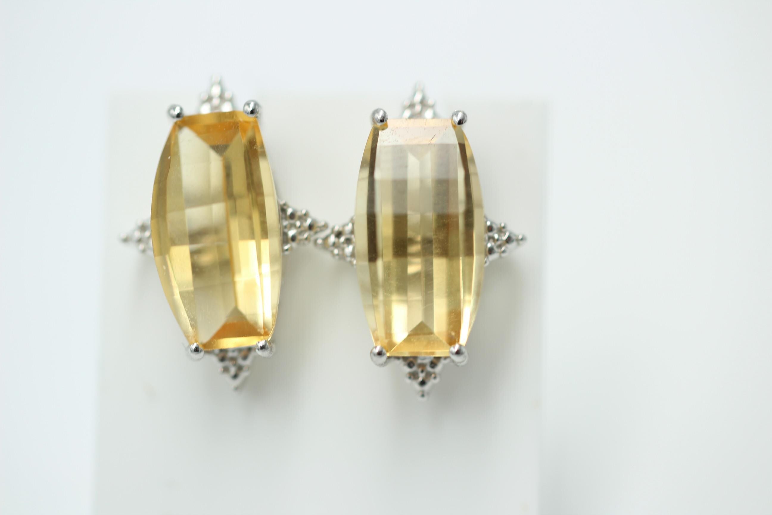 Design pur 5,3 Carat Citrin Ohrstecker 925 Silber Ohrring Ohrschmuck Fantasie