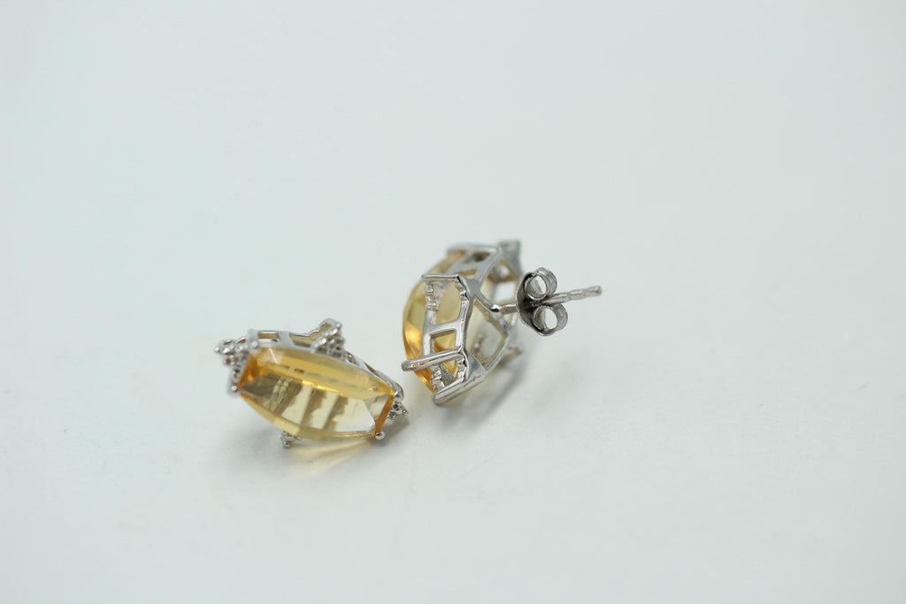 Design pur 5,3 Carat Citrin Ohrstecker 925 Silber Ohrring Ohrschmuck Fantasie