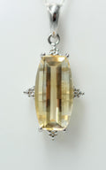 3,9 Carat Design Citrin Anhänger Sterling Silber Collier Kette Fantasieschliff