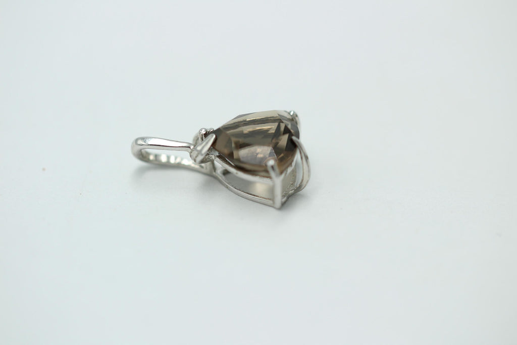 Edler 3,10 Carat seltener Rauchquarz Anhanger, 925 Silber, Collier, Kette, Rhod.