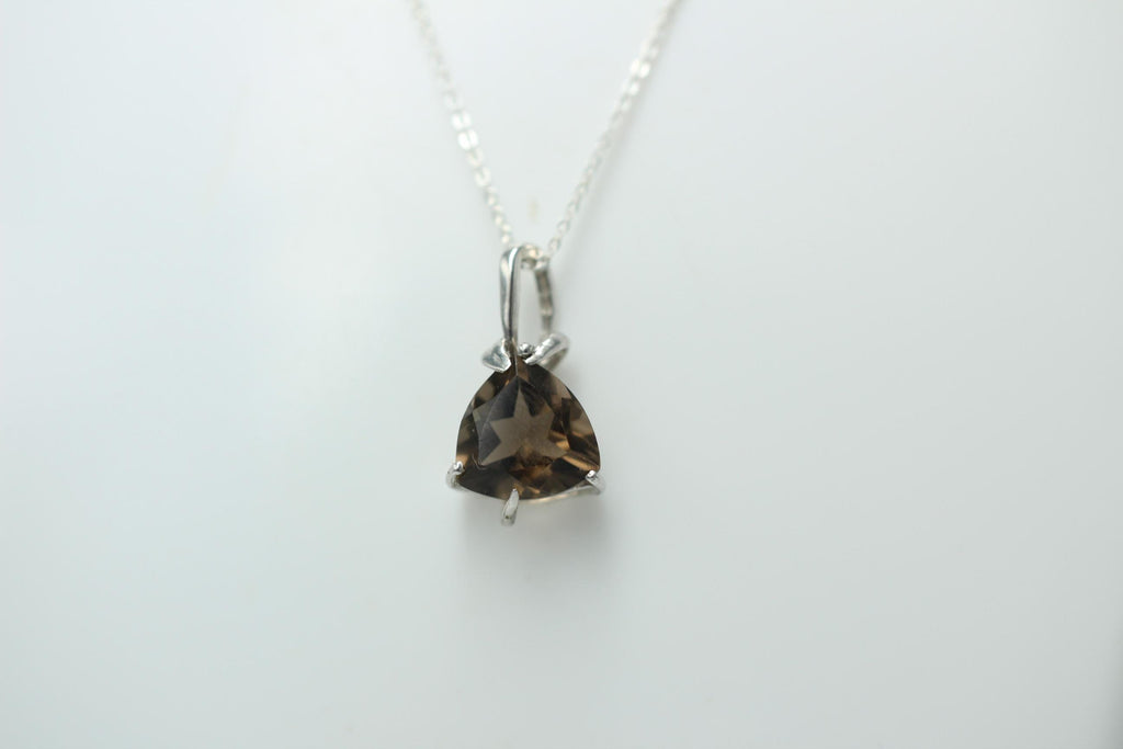 Edler 3,10 Carat seltener Rauchquarz Anhanger, 925 Silber, Collier, Kette, Rhod.