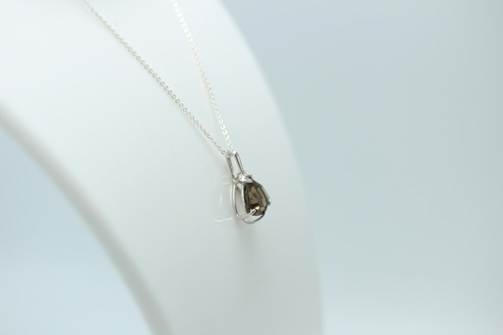 Edler 3,10 Carat seltener Rauchquarz Anhanger, 925 Silber, Collier, Kette, Rhod.