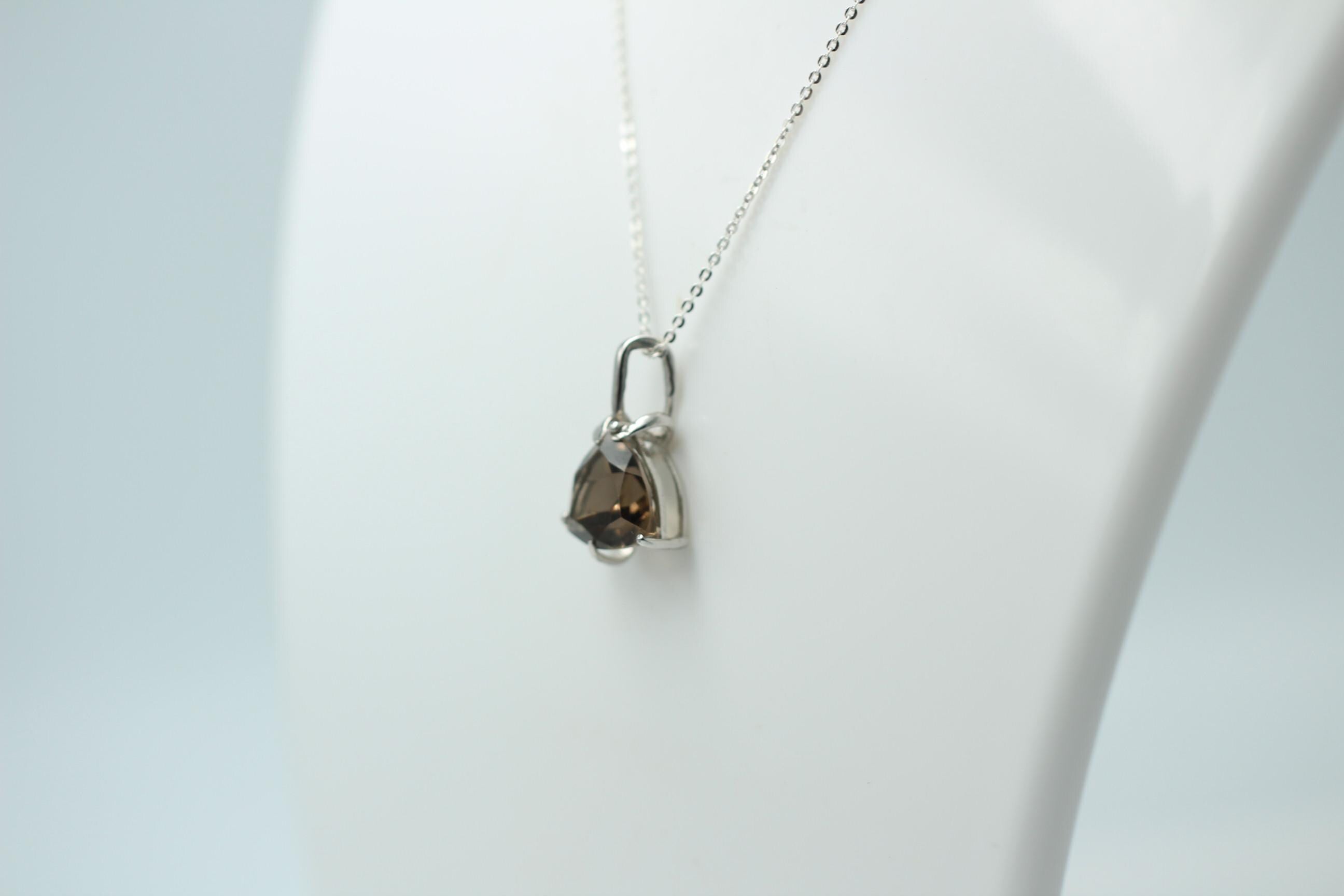 Edler 3,10 Carat seltener Rauchquarz Anhanger, 925 Silber, Collier, Kette, Rhod.