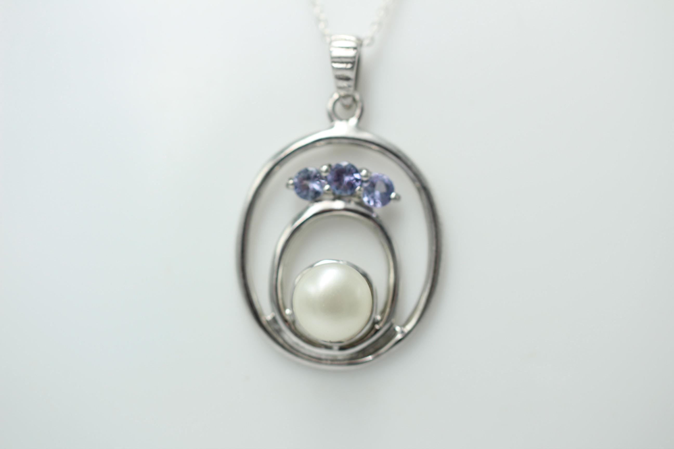 Edle 2,30 Carat Tansanit Perlen Ananger 925 Silber Collier Kette
