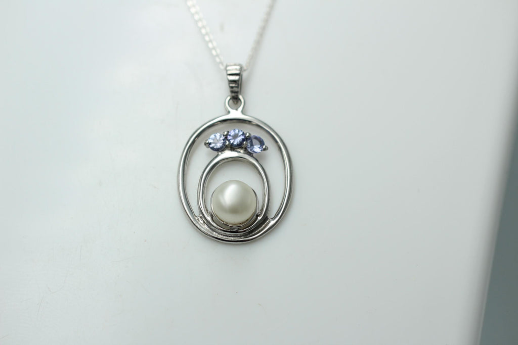 Edle 2,30 Carat Tansanit Perlen Ananger 925 Silber Collier Kette