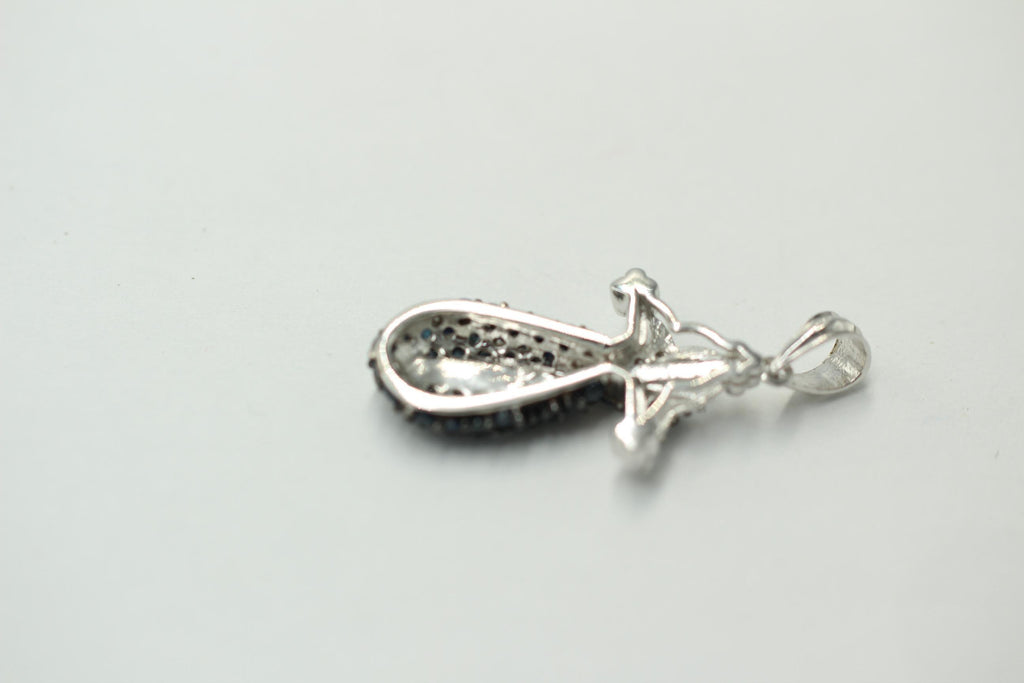 Design pur 2,44 Carat blaues Saphir Kreuz Anhanger, 925 Sterling Silber