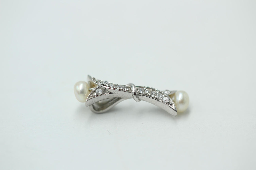 Edler 0,82 Carat Perlen / Zirkonia Anhanger, 925 Silber, Collier, Kette, Rhod.