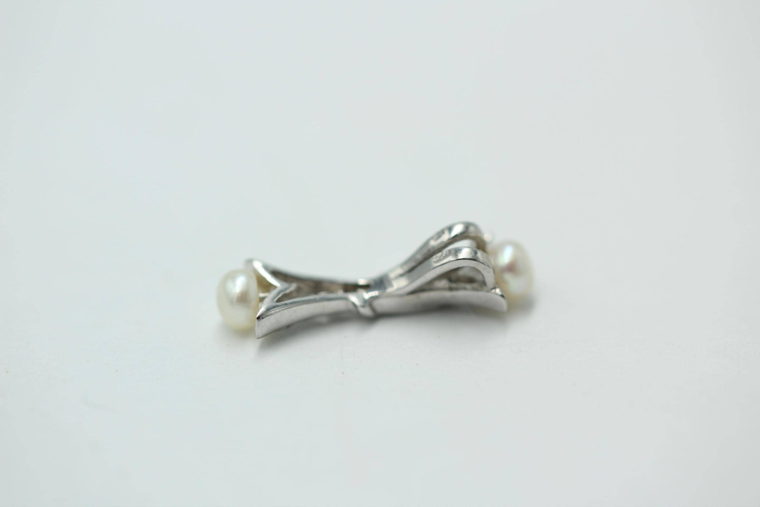 Edler 0,82 Carat Perlen / Zirkonia Anhanger, 925 Silber, Collier, Kette, Rhod.