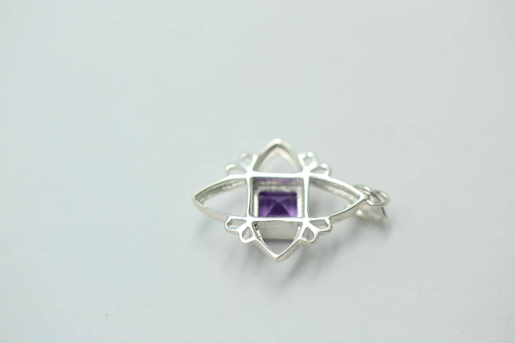 Edler 1,10 Carat Amethyst Anhanger, 925 Silber, Collier, Kette, Rhodiniert