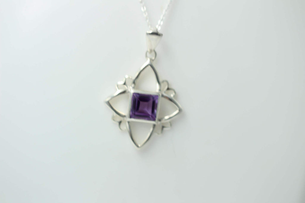 Edler 1,10 Carat Amethyst Anhanger, 925 Silber, Collier, Kette, Rhodiniert