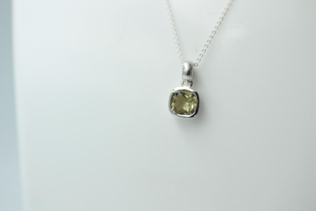 Edler 1,65 Carat Lemon Quarz Anhänger Sterling Silber 925 Collier Kette