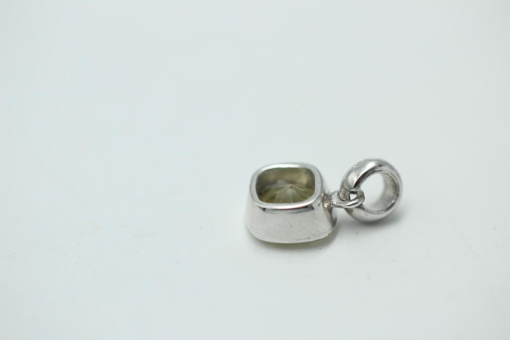 Edler 1,65 Carat Lemon Quarz Anhänger Sterling Silber 925 Collier Kette