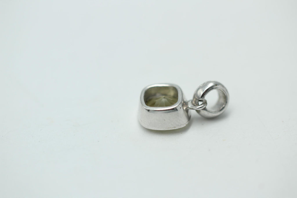 Edler 1,65 Carat Lemon Quarz Anhänger Sterling Silber 925 Collier Kette