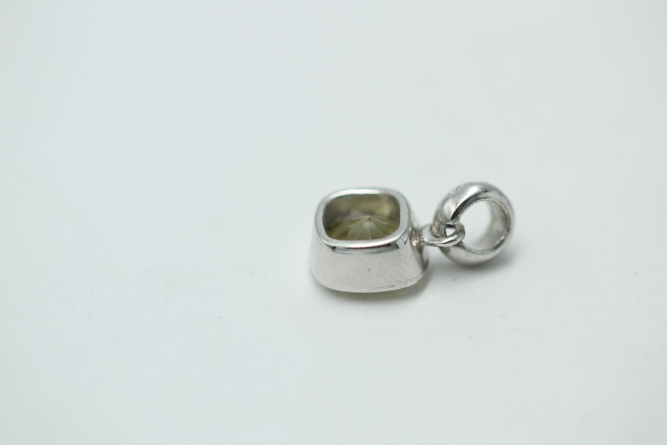 Edler 1,65 Carat Lemon Quarz Anhänger Sterling Silber 925 Collier Kette