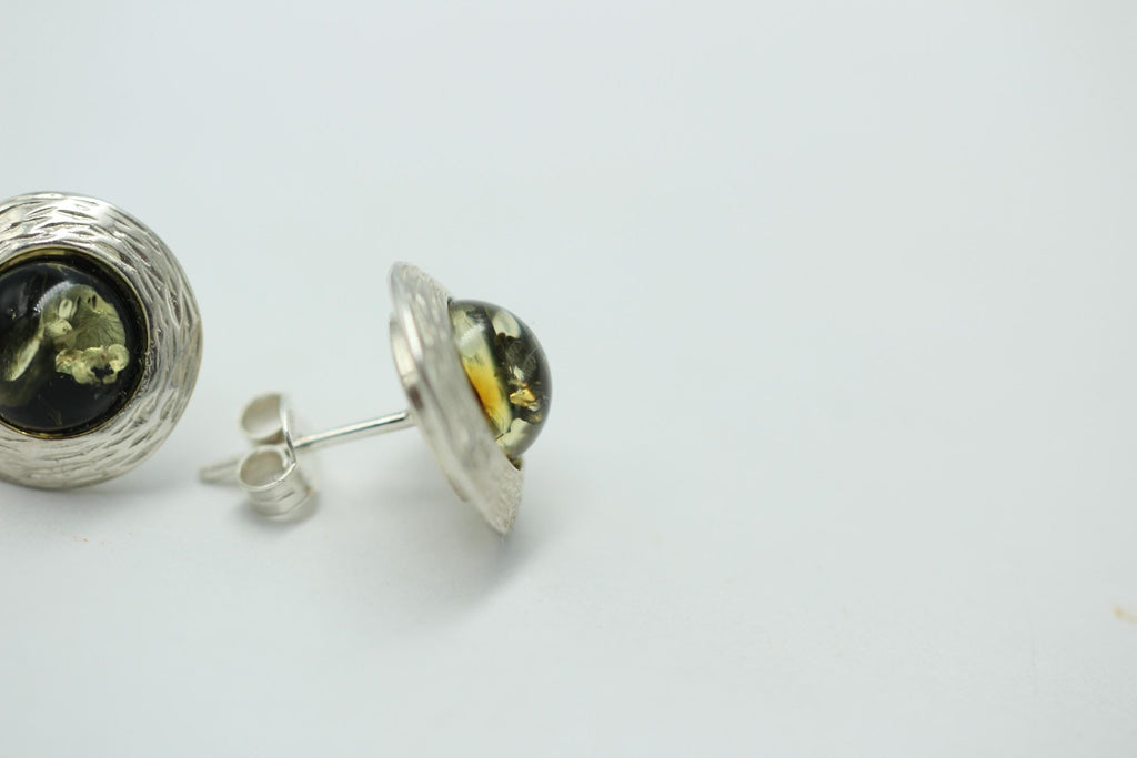 Bernstein Design Ohrstecker 925 Sterling Silber Bernsteinschmuck Designschmuck