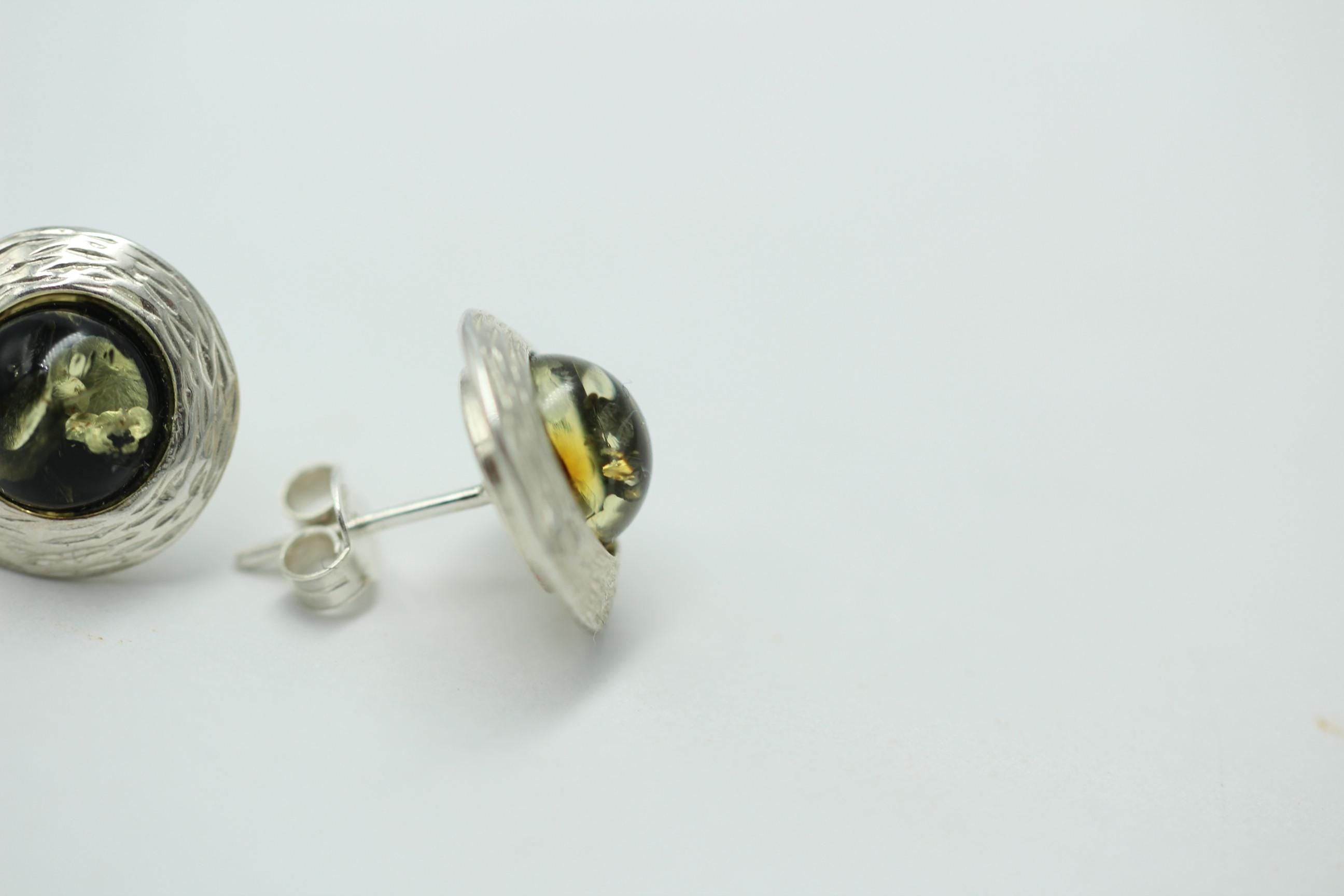 Bernstein Design Ohrstecker 925 Sterling Silber Bernsteinschmuck Designschmuck