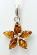 Edler Bernstein Blumen Anhänger 925 Silber Collier Kette BGernstein aus Letland