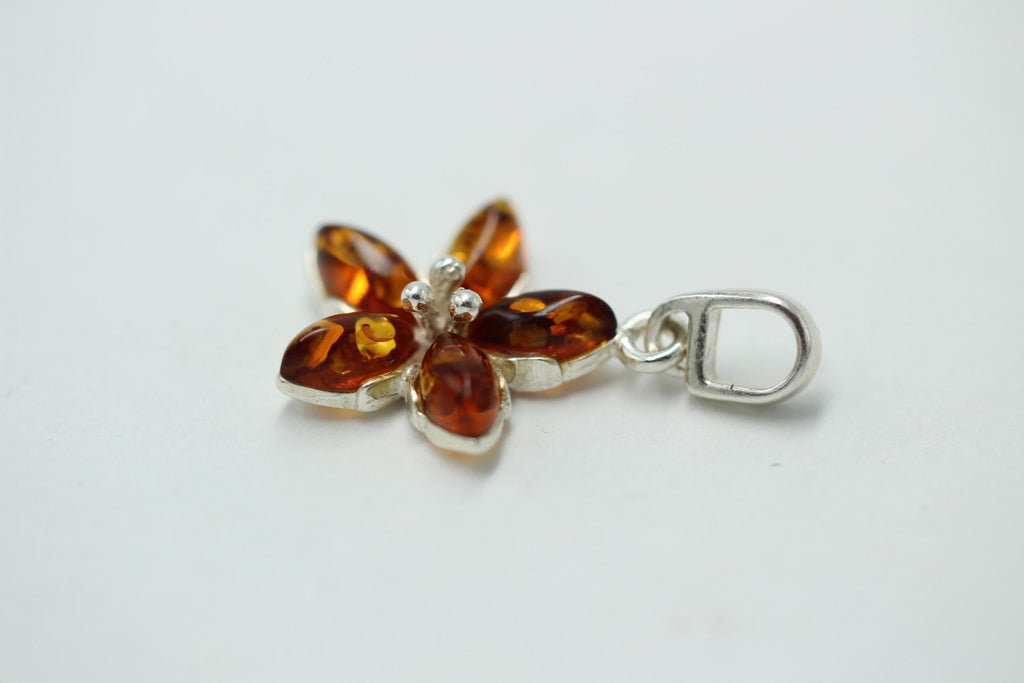 Edler Bernstein Blumen Anhänger 925 Silber Collier Kette BGernstein aus Letland