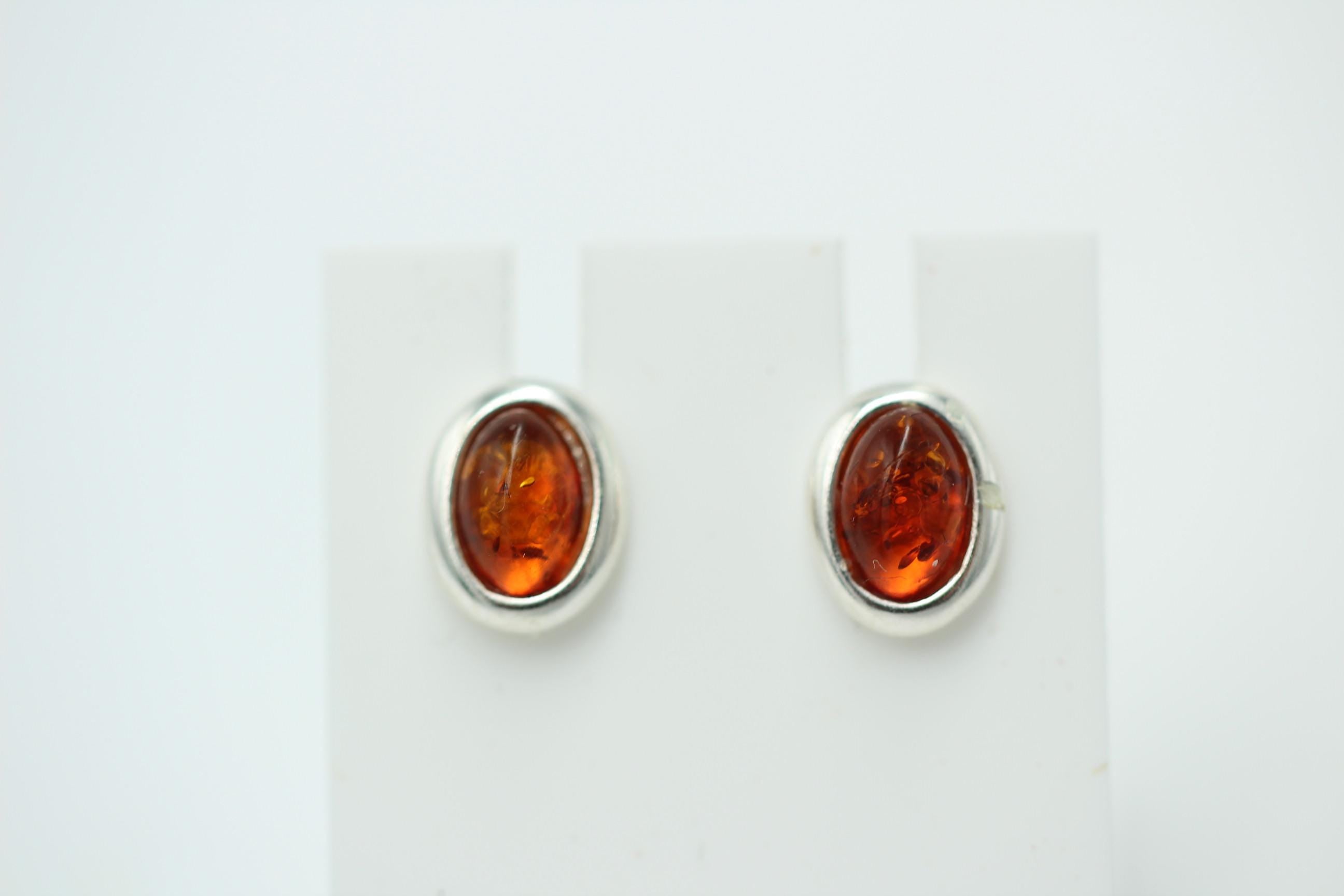 Edler brauner Bernstein Ohrstecker 925 Silber Ohrschmuck Bernstein aus Letland