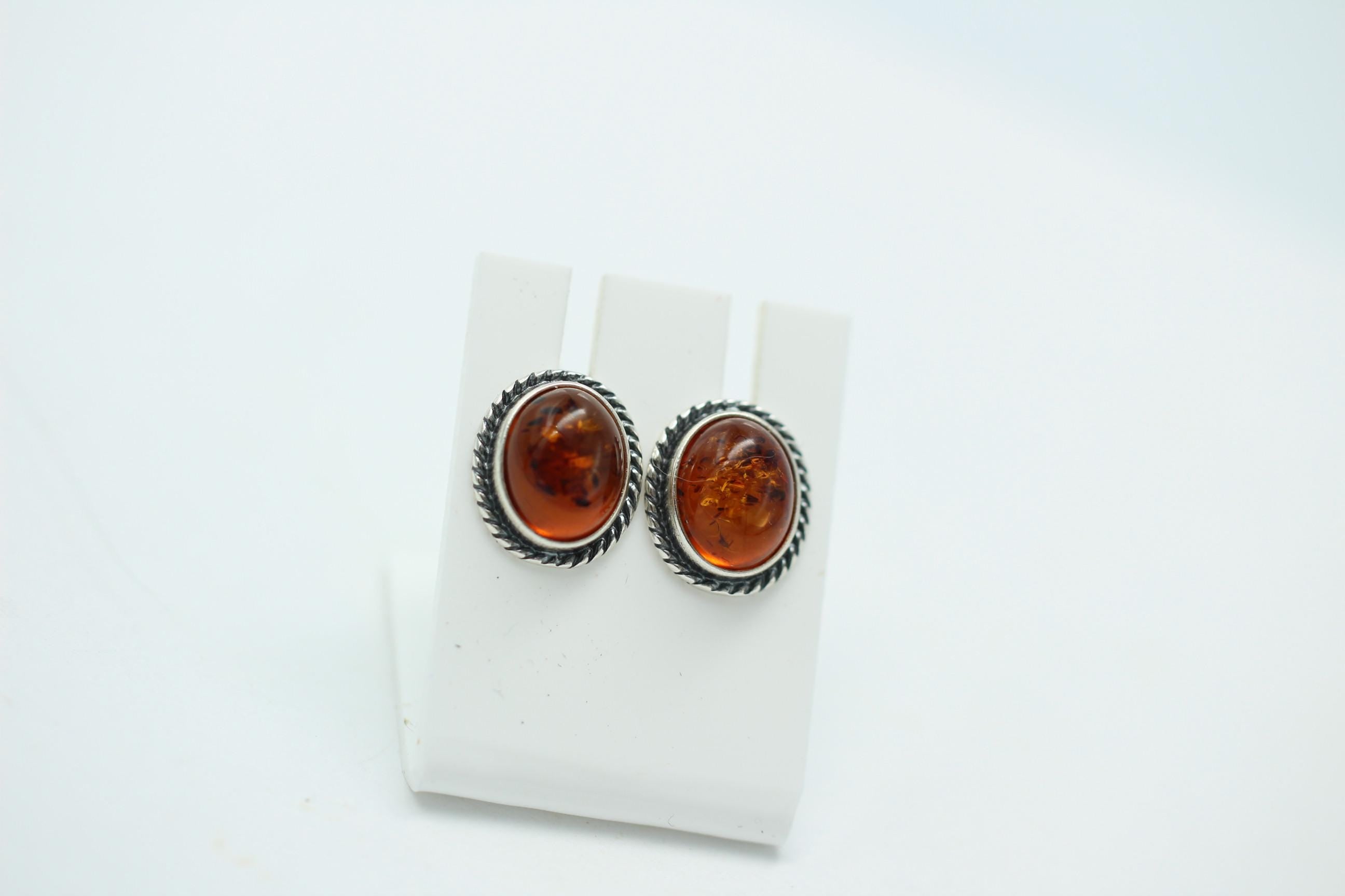 Edle braune Bernstein Ohrstecker 925 Silber Ohrschmuck Bernstein Letland