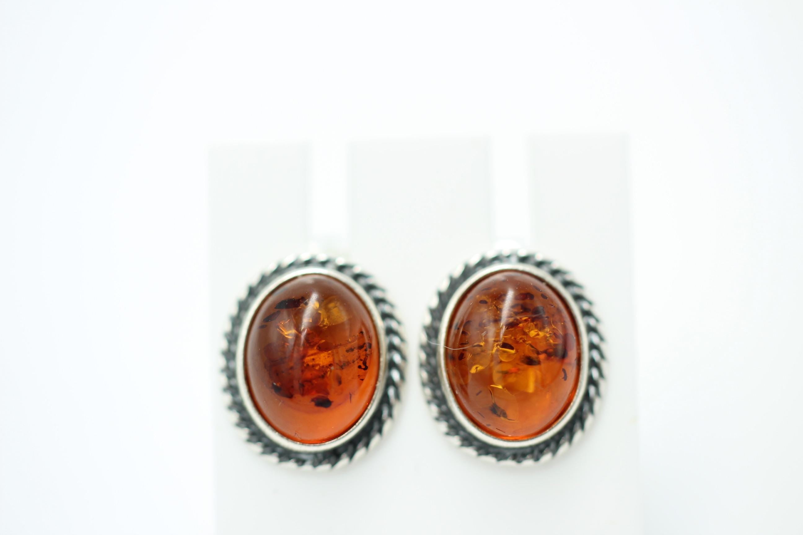 Edle braune Bernstein Ohrstecker 925 Silber Ohrschmuck Bernstein Letland