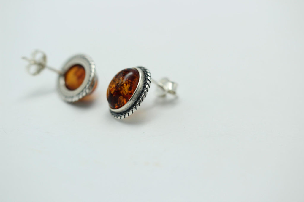 Edle braune Bernstein Ohrstecker 925 Silber Ohrschmuck Bernstein Letland