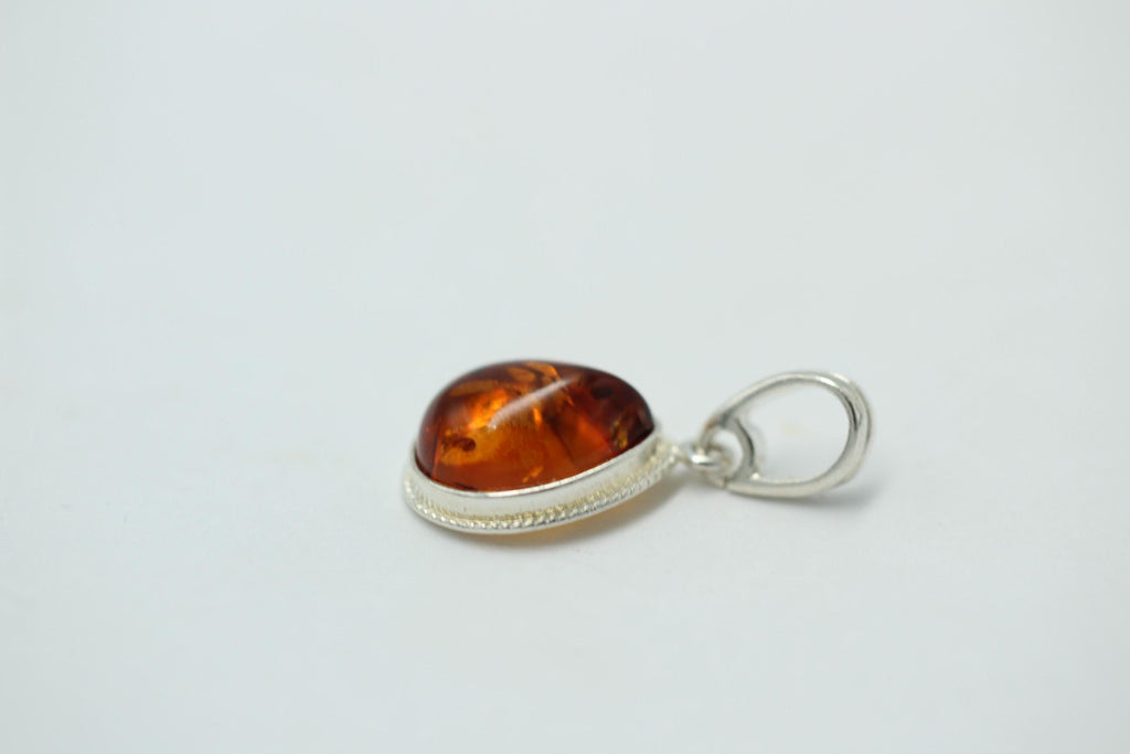 Bernsteinanhänger 925 Silber Anhänger brauner Bernstein Collier Kette Schmuck