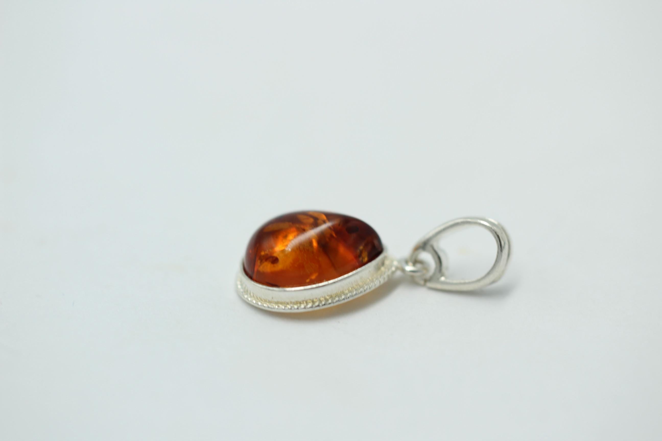 Bernsteinanhänger 925 Silber Anhänger brauner Bernstein Collier Kette Schmuck