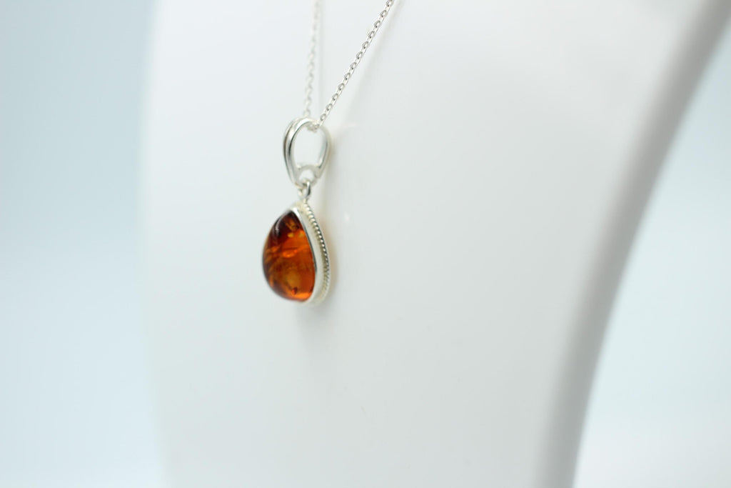 Bernsteinanhänger 925 Silber Anhänger brauner Bernstein Collier Kette Schmuck