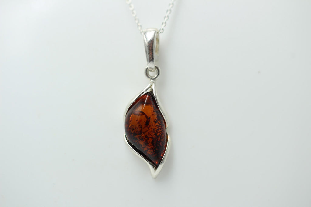 Design Bernstein Anhänger 925 Sterling Silber brauner Bernstein Collier Kette