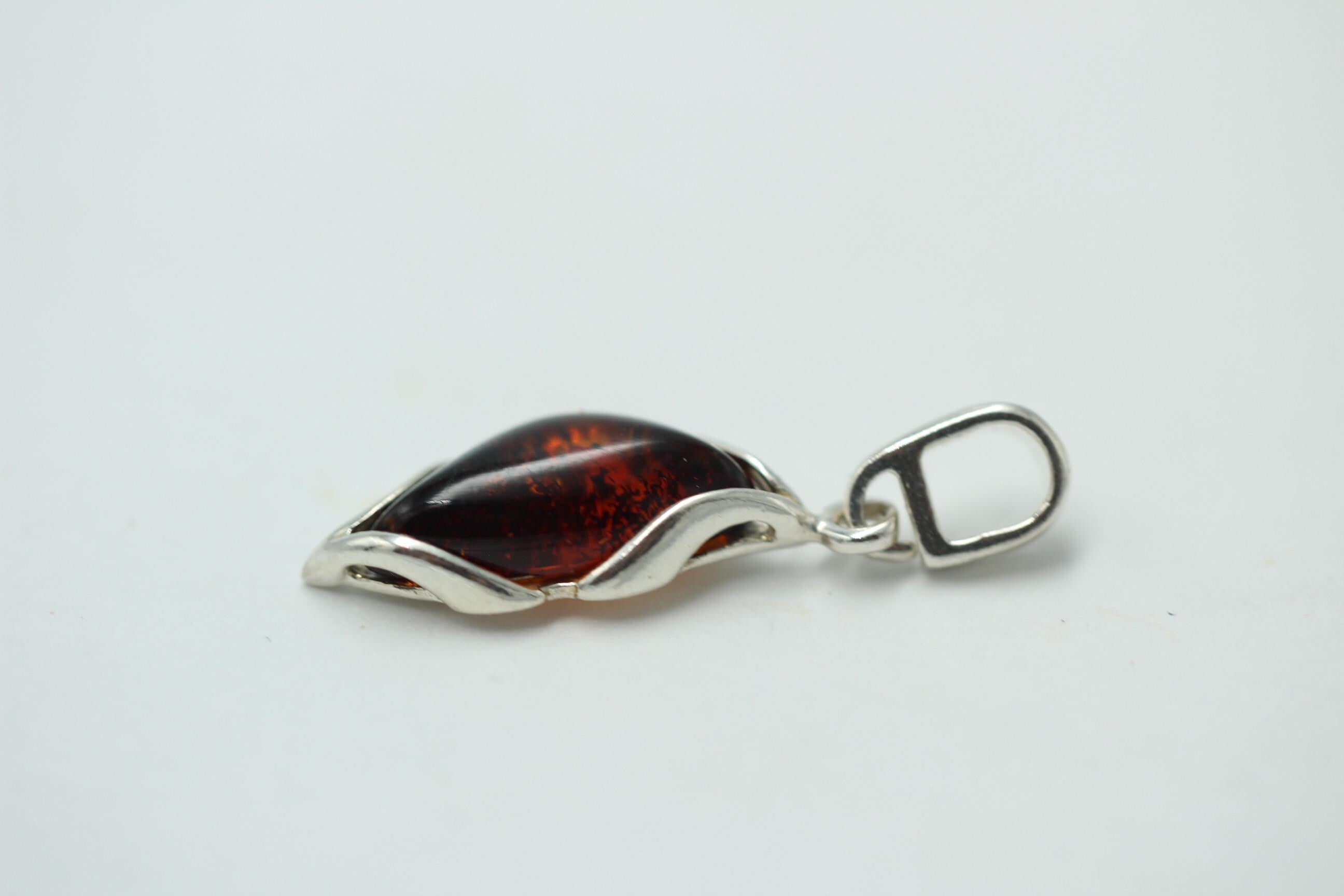 Design Bernstein Anhänger 925 Sterling Silber brauner Bernstein Collier Kette
