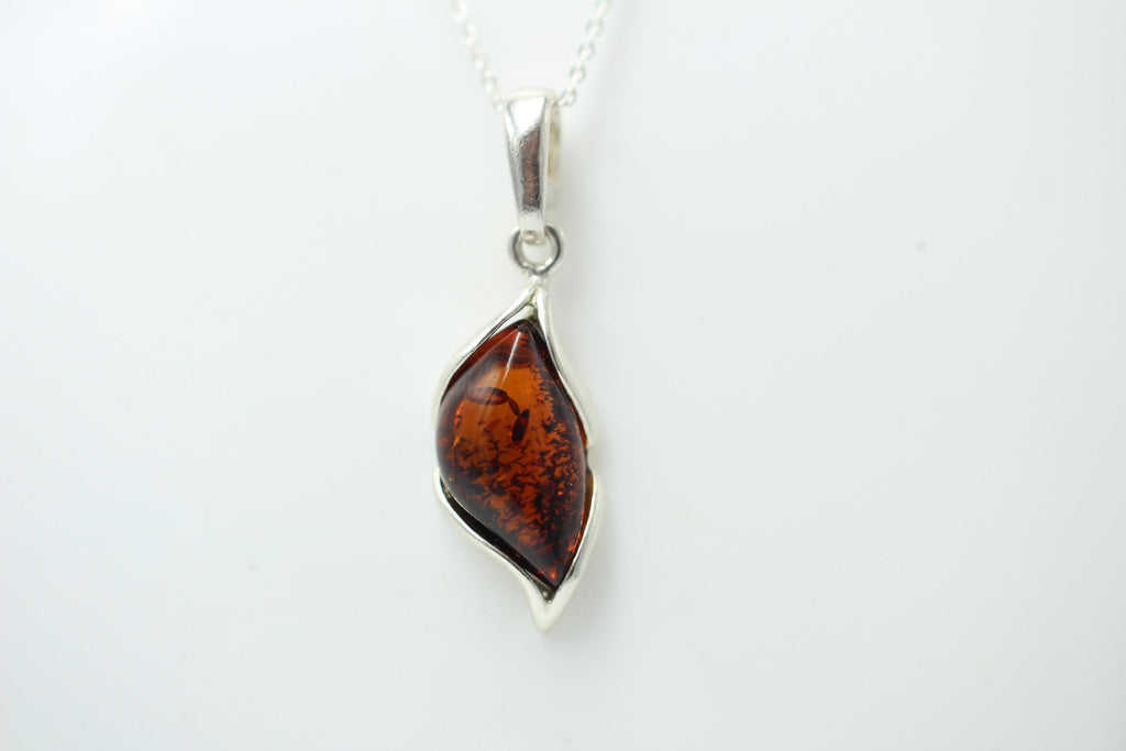 Design Bernstein Anhänger 925 Sterling Silber brauner Bernstein Collier Kette