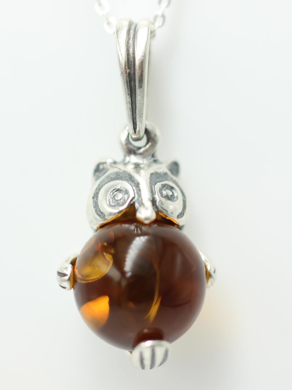 Eulen Anhänger Bernstein in 925 Sterlingsilber  Eulenanhänger Top