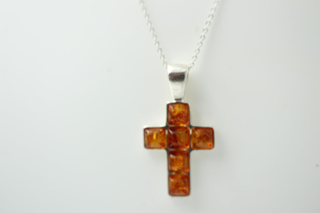 Bernstein Kreuz 925 Sterling Silber Bernsteinkreuz Collier Kette Top Edel