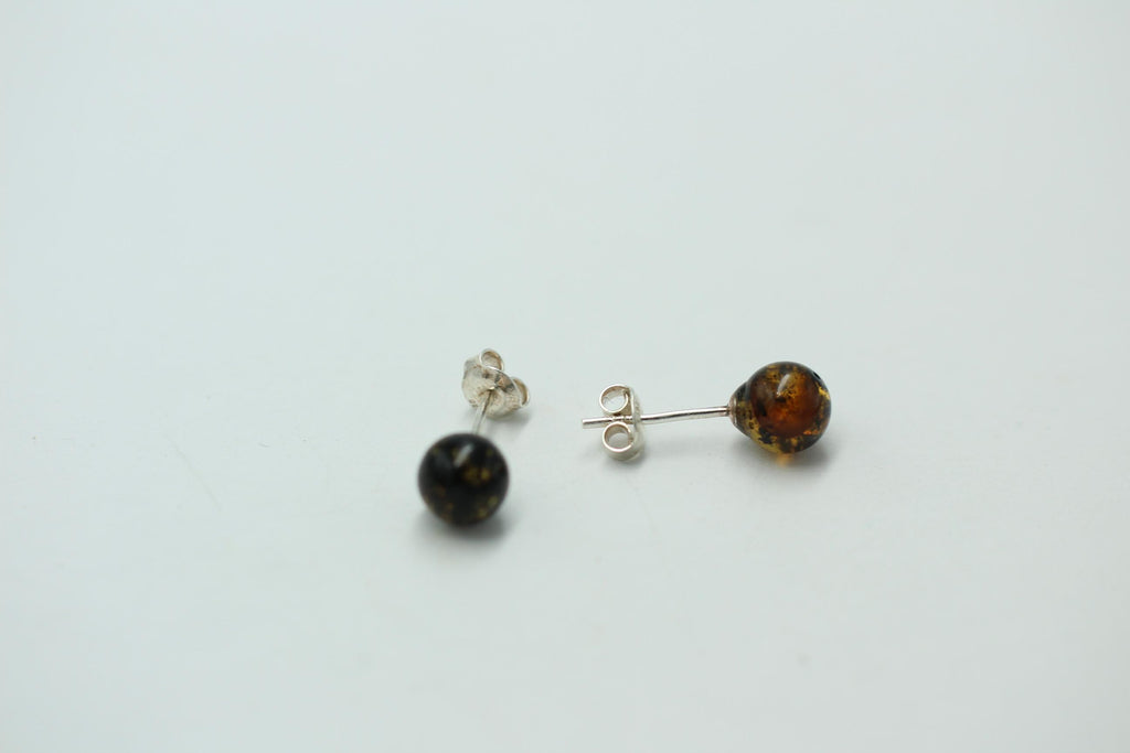 Bernstein Ohrstecker 925 Silber Kugelohrstecker Unisex Bernsteinkugel ca 8 mm