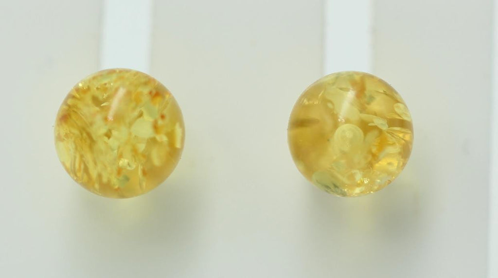 Bernstein golden Ohrstecker 925 Silber Kugelohrstecker Unisex Bernsteinkugel