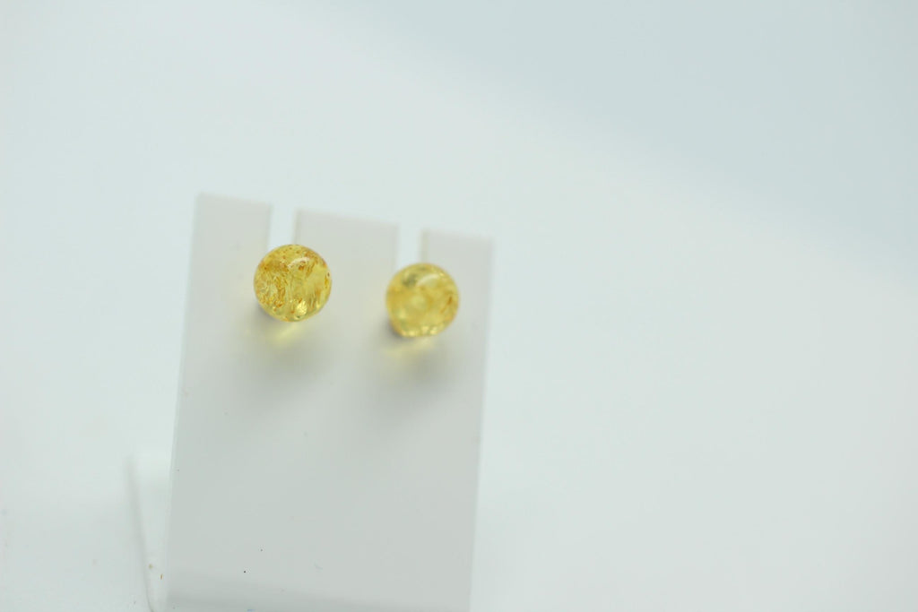 Bernstein golden Ohrstecker 925 Silber Kugelohrstecker Unisex Bernsteinkugel