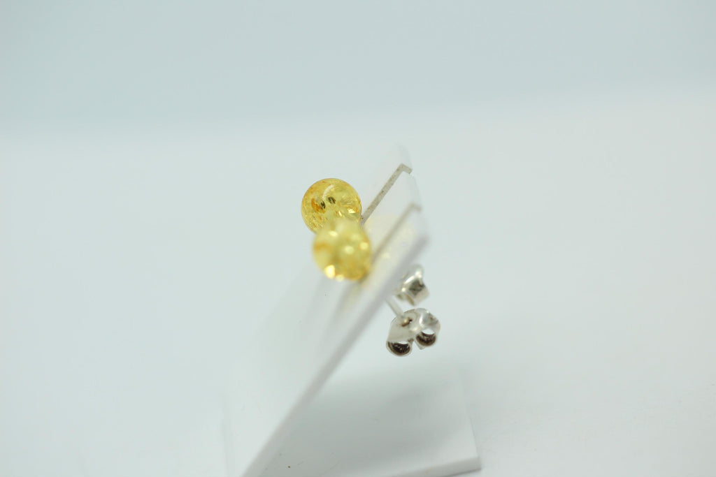 Bernstein golden Ohrstecker 925 Silber Kugelohrstecker Unisex Bernsteinkugel