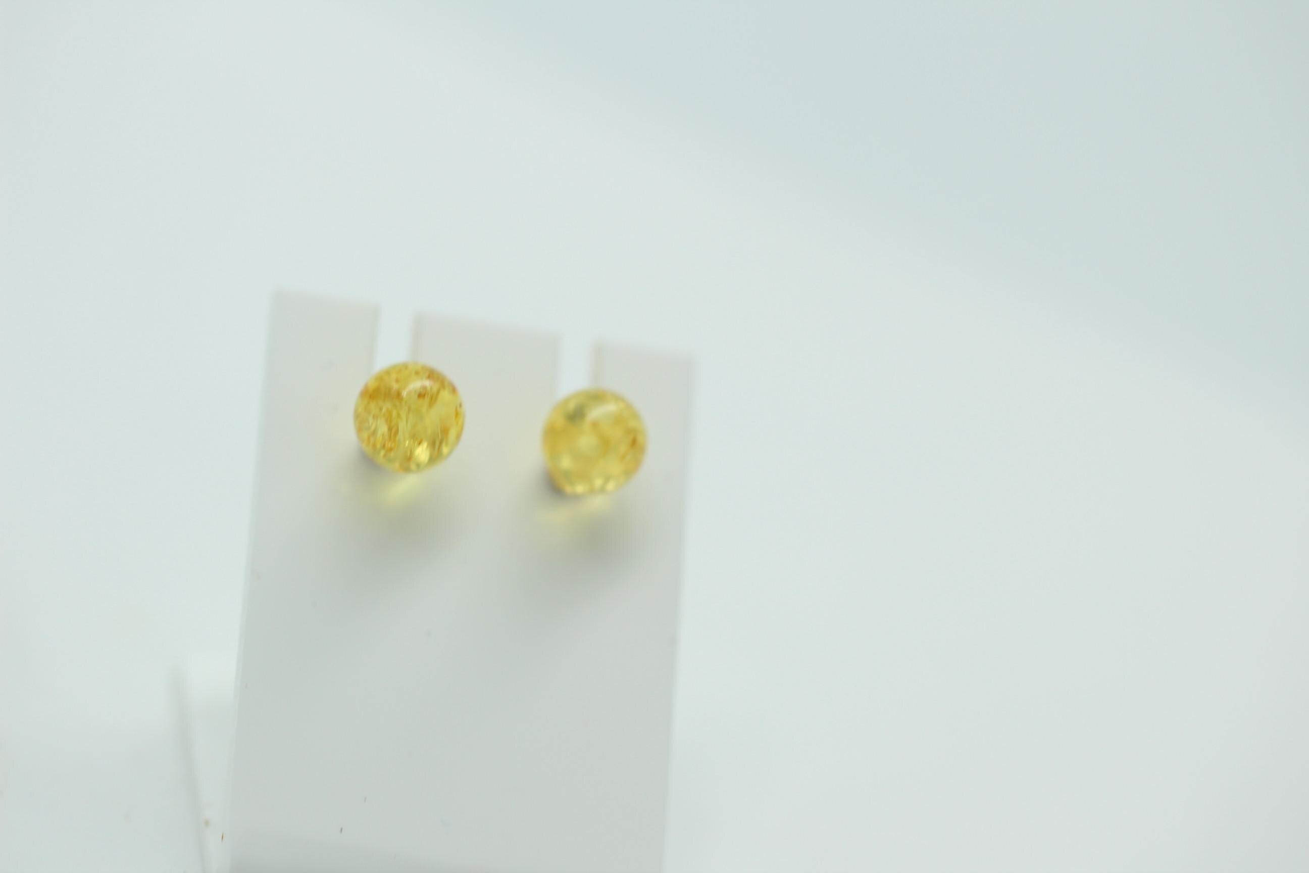 Bernstein golden Ohrstecker 925 Silber Kugelohrstecker Unisex Bernsteinkugel