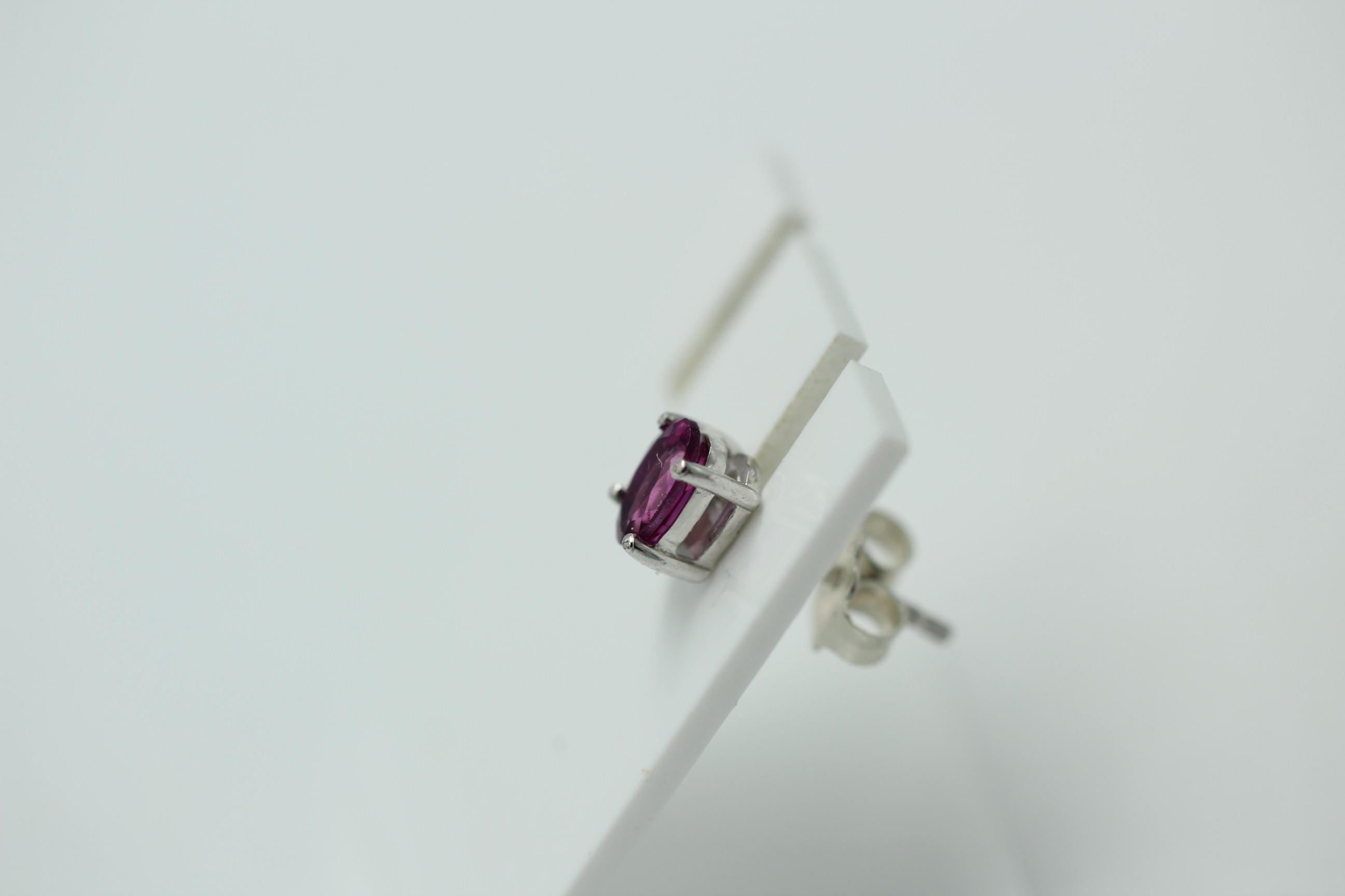 0,55 Carat Rhodoiith Single Ohrstecker 925 Sterling Silber Männder Frauen