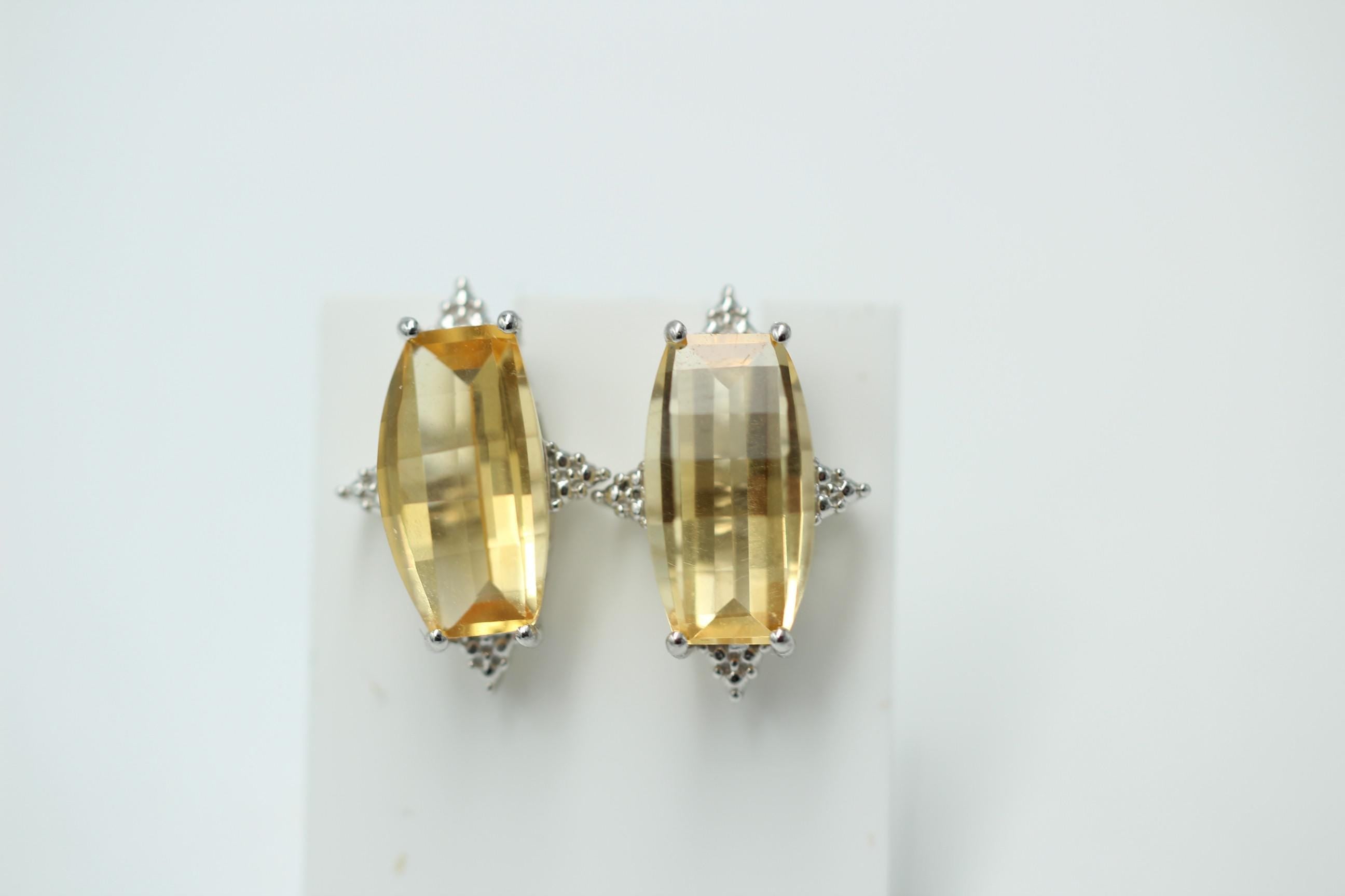 Design pur 5,3 Carat Citrin Ohrstecker 925 Silber Ohrring Ohrschmuck Fantasie
