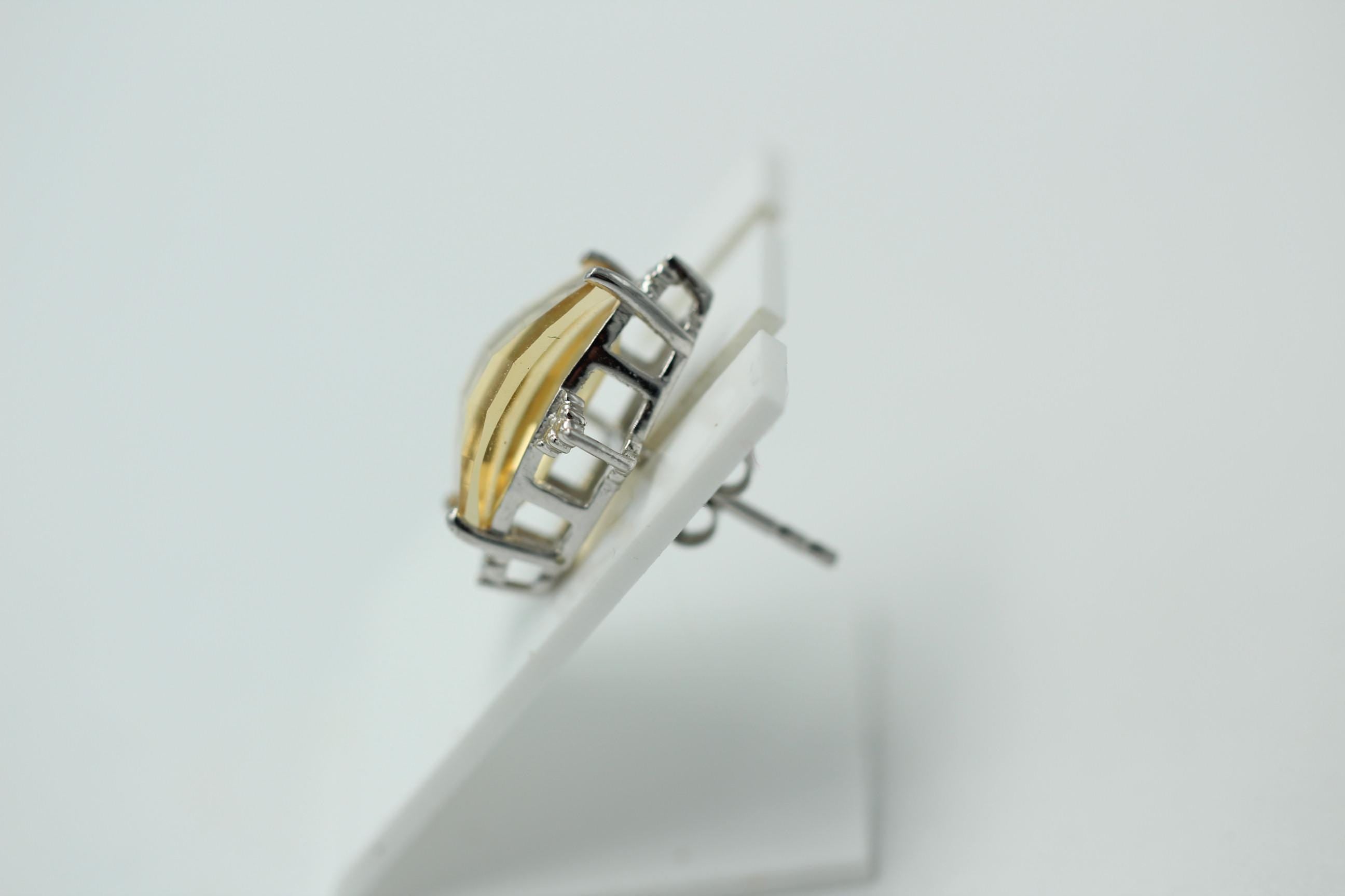 Design pur 5,3 Carat Citrin Ohrstecker 925 Silber Ohrring Ohrschmuck Fantasie