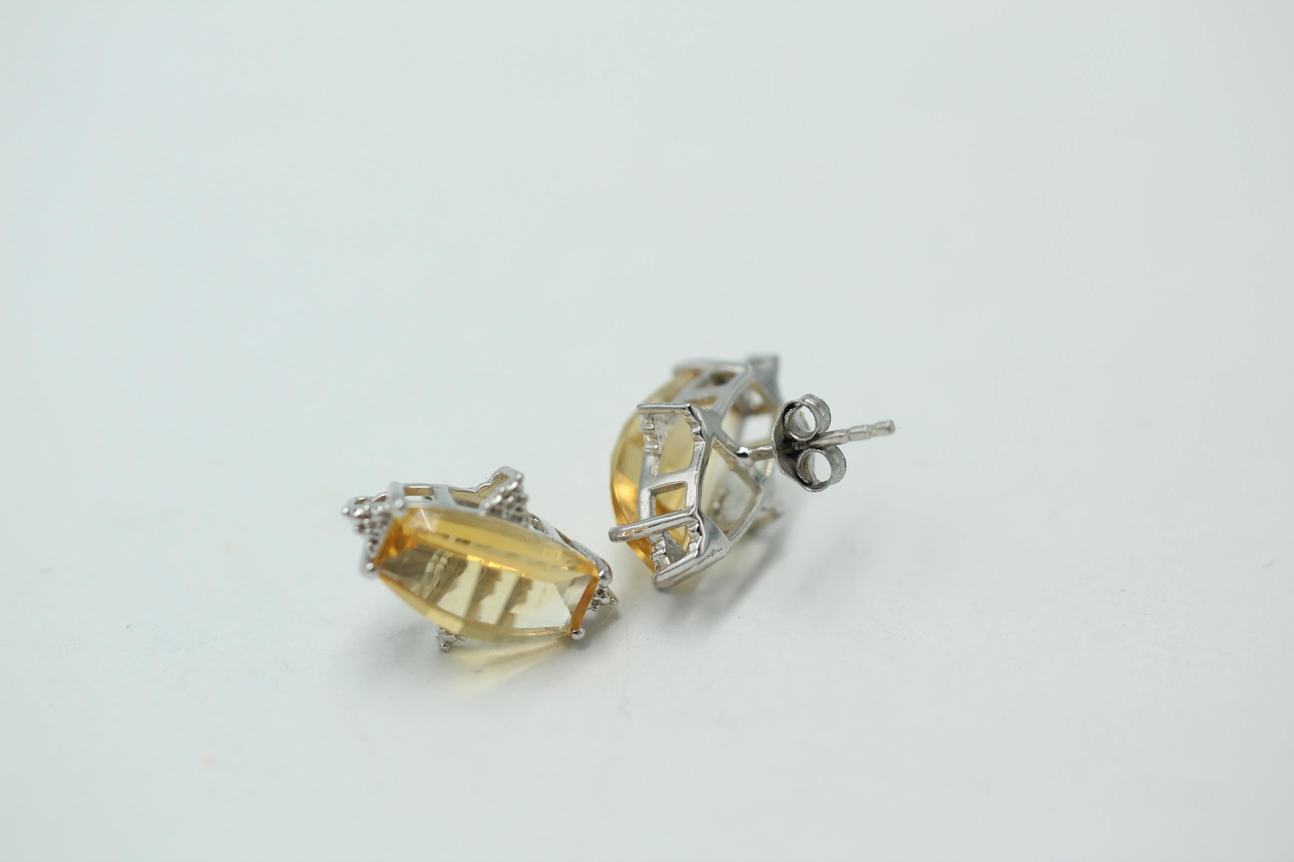 Design pur 5,3 Carat Citrin Ohrstecker 925 Silber Ohrring Ohrschmuck Fantasie