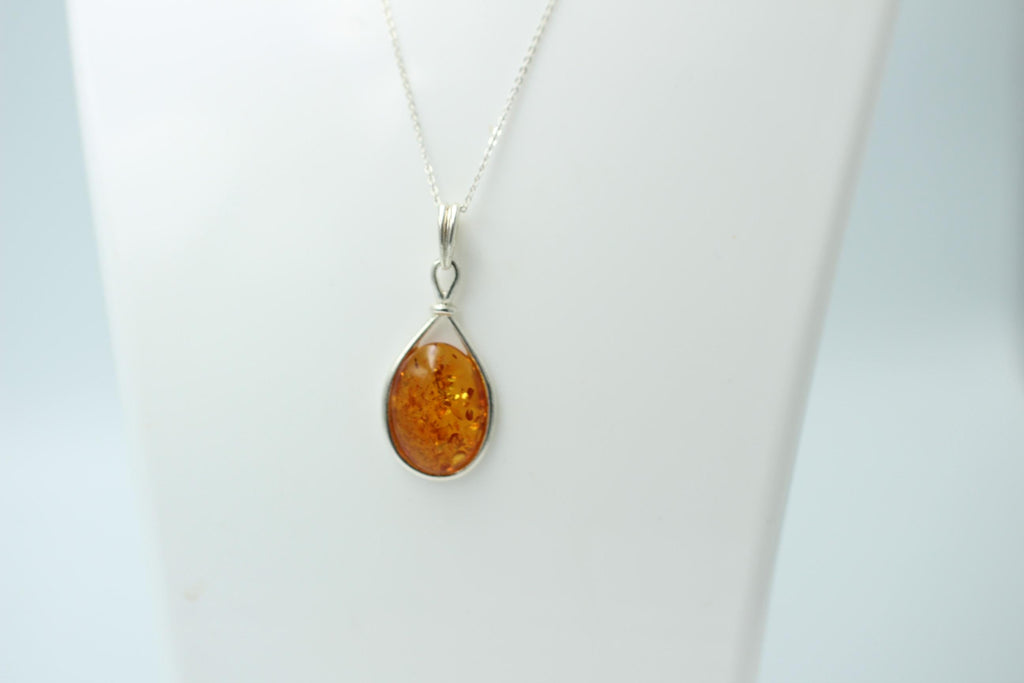 Design Bernstein Anhänger 925 Silber Collier Kette Bernsteinanhänger Top