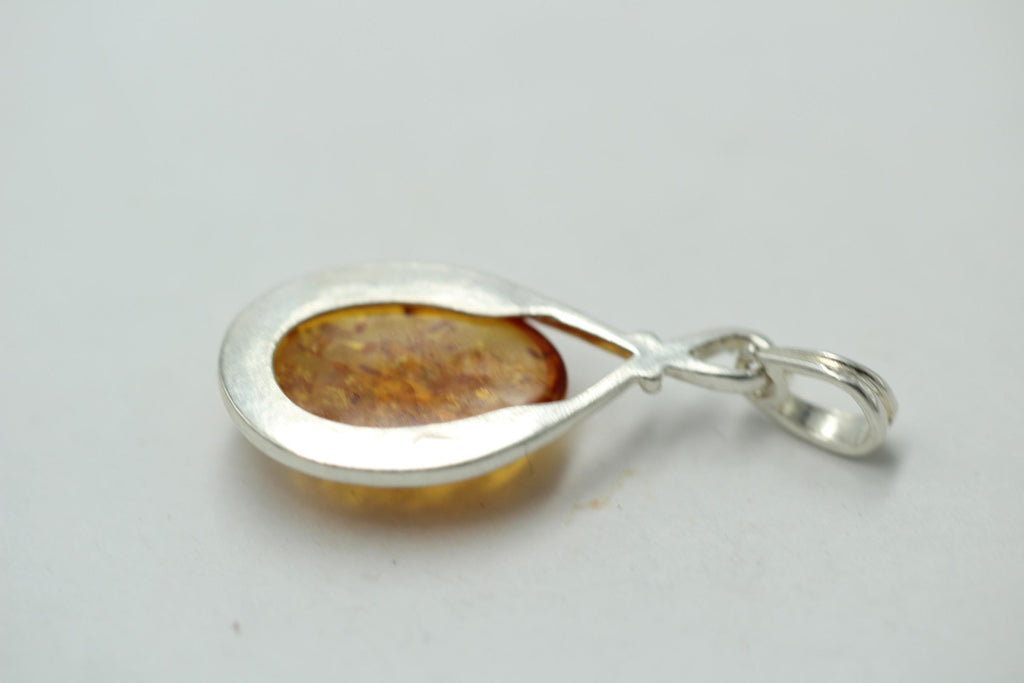 Design Bernstein Anhänger 925 Silber Collier Kette Bernsteinanhänger Top