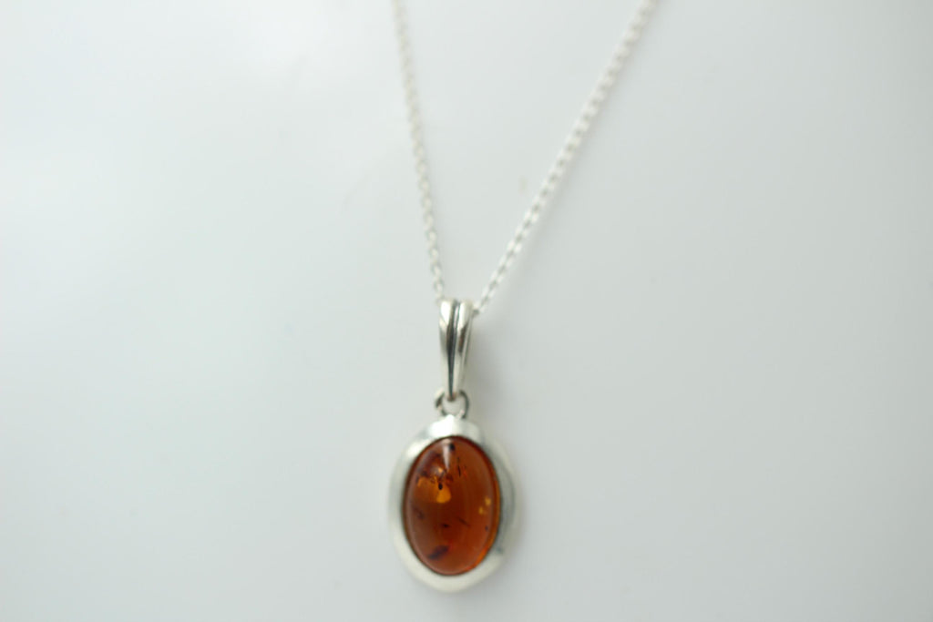 Bernstein Design Anhänger 925 Silber Collier Kette Bernsteinanhänger Top